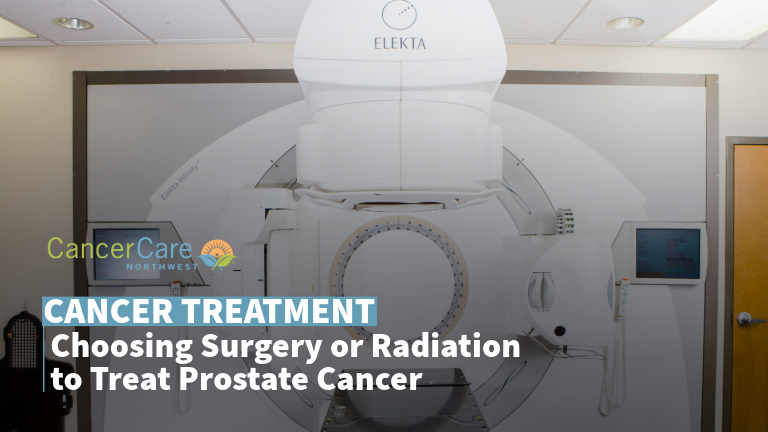 A Eleckta linear accelerator, the machine that delivers radiation therapy to the prostate, is show in a CCW treatment room. 