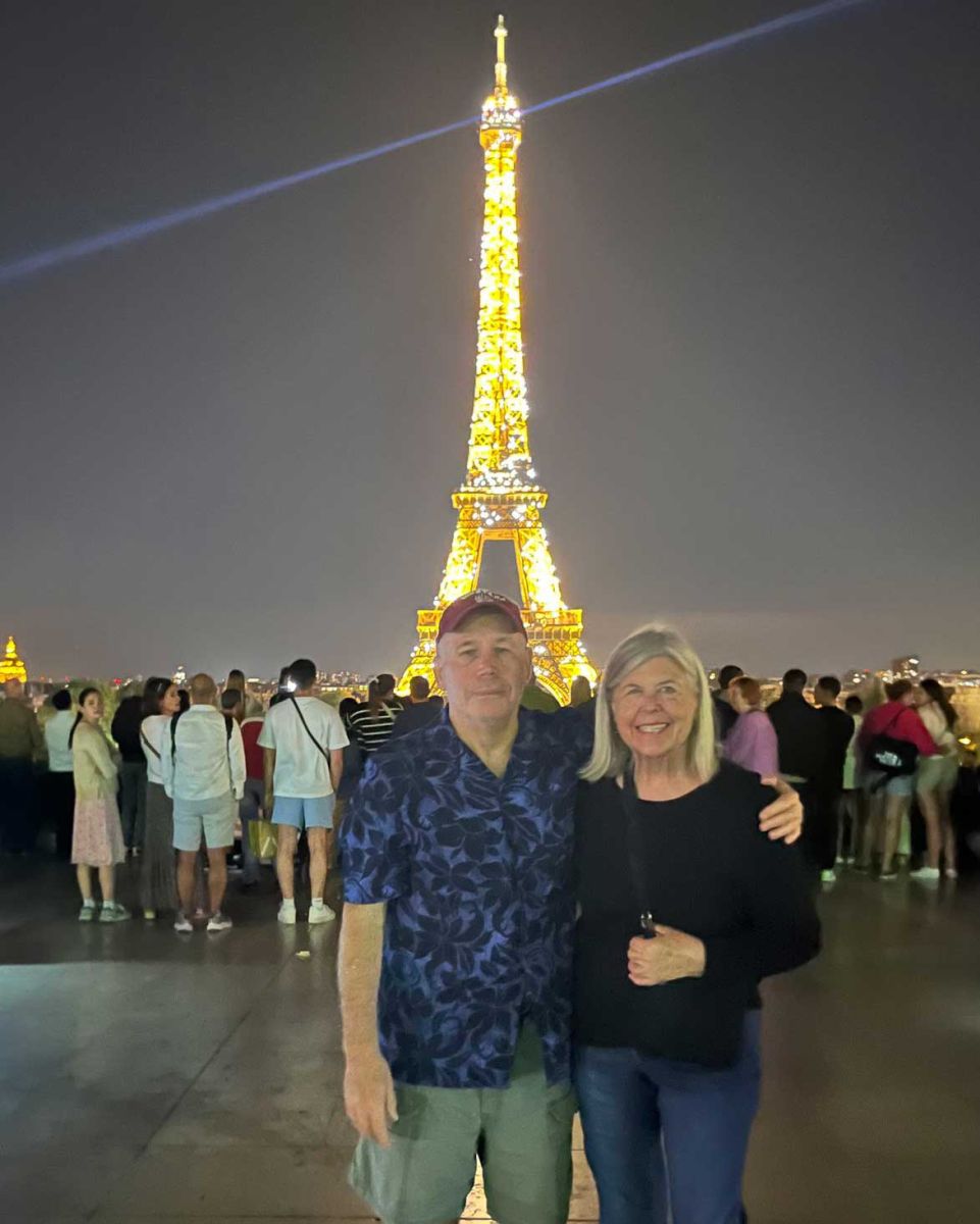 CCNW Multiple Myeloma patient, Vicki Jones, and her husband at the Eiffel Tower